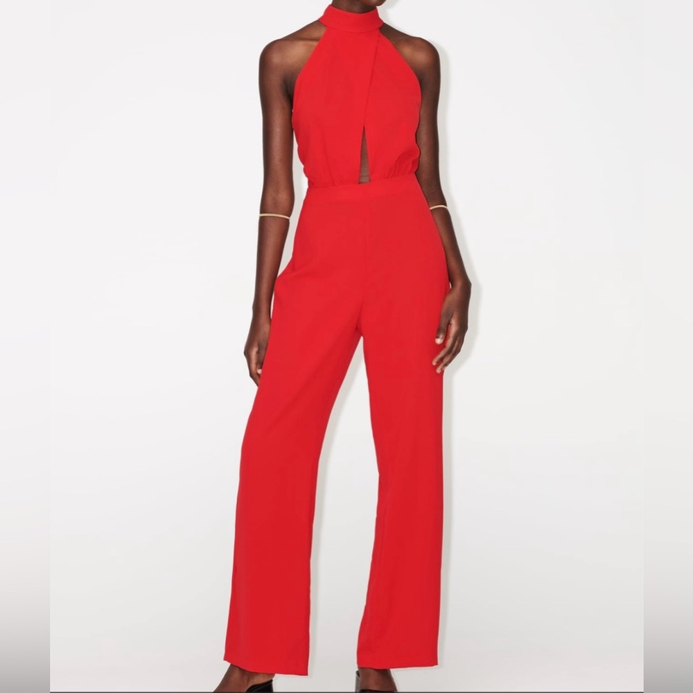 Zara Red Sleeveless Jumpsuit